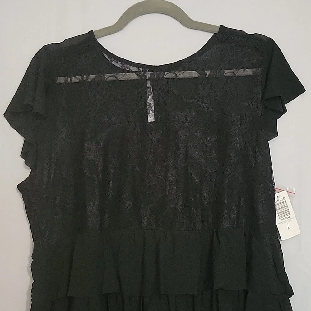 Women's Torrid Black Lace Babydoll Top NWT Sz 0 L 12 - Picture 3 of 11